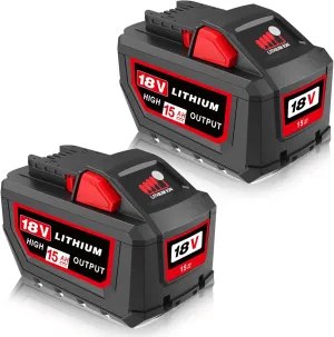 HOCHSTERN Upgraded 15.0Ah Replacement for Milwaukee M-18 Battery Compatible with Milwaukee 18V Battery 48-11-1880 48-11-1850 48-11-1860 18 Volt Cordless Power Tools and Chargers 2Pack