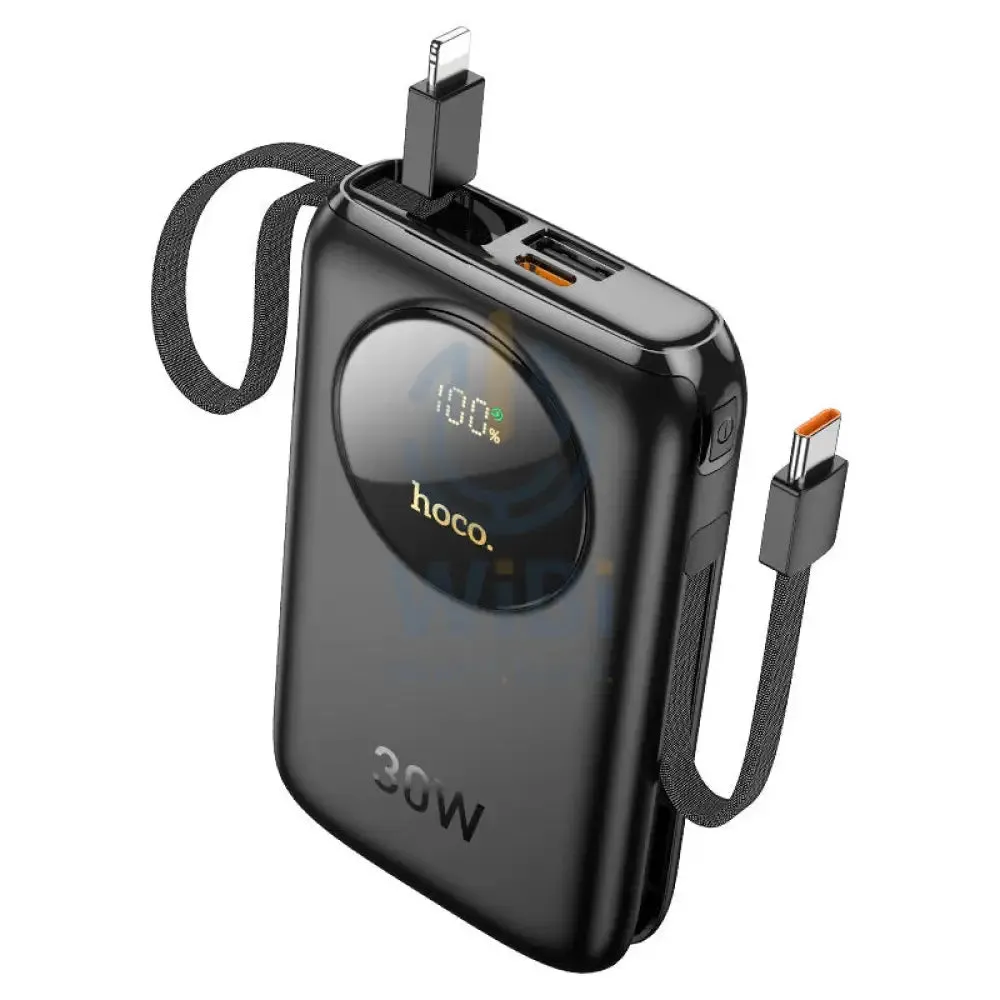 Hoco Q19 Lucky Power Bank with Digital Display and Cable - 30W / 10000mAh / Black