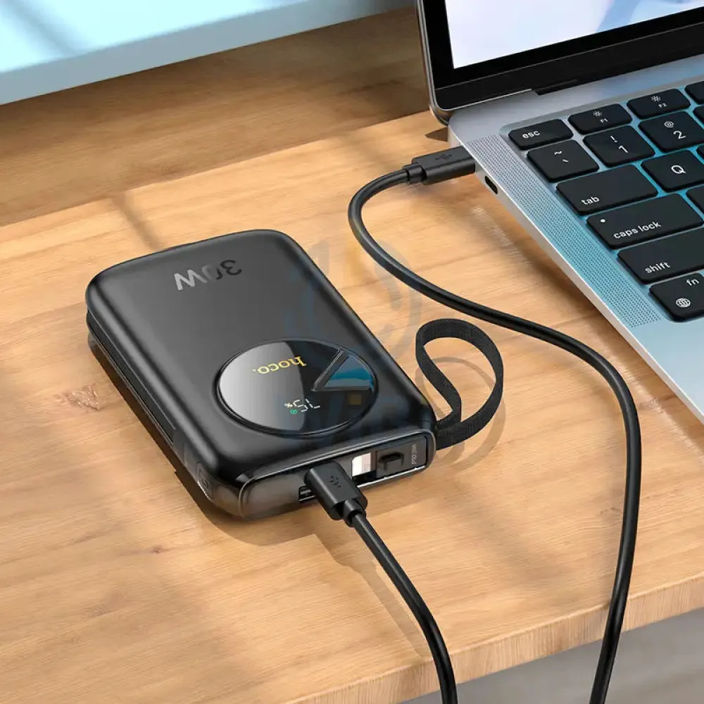 Hoco Q19 Lucky Power Bank with Digital Display and Cable - 30W / 10000mAh / Black
