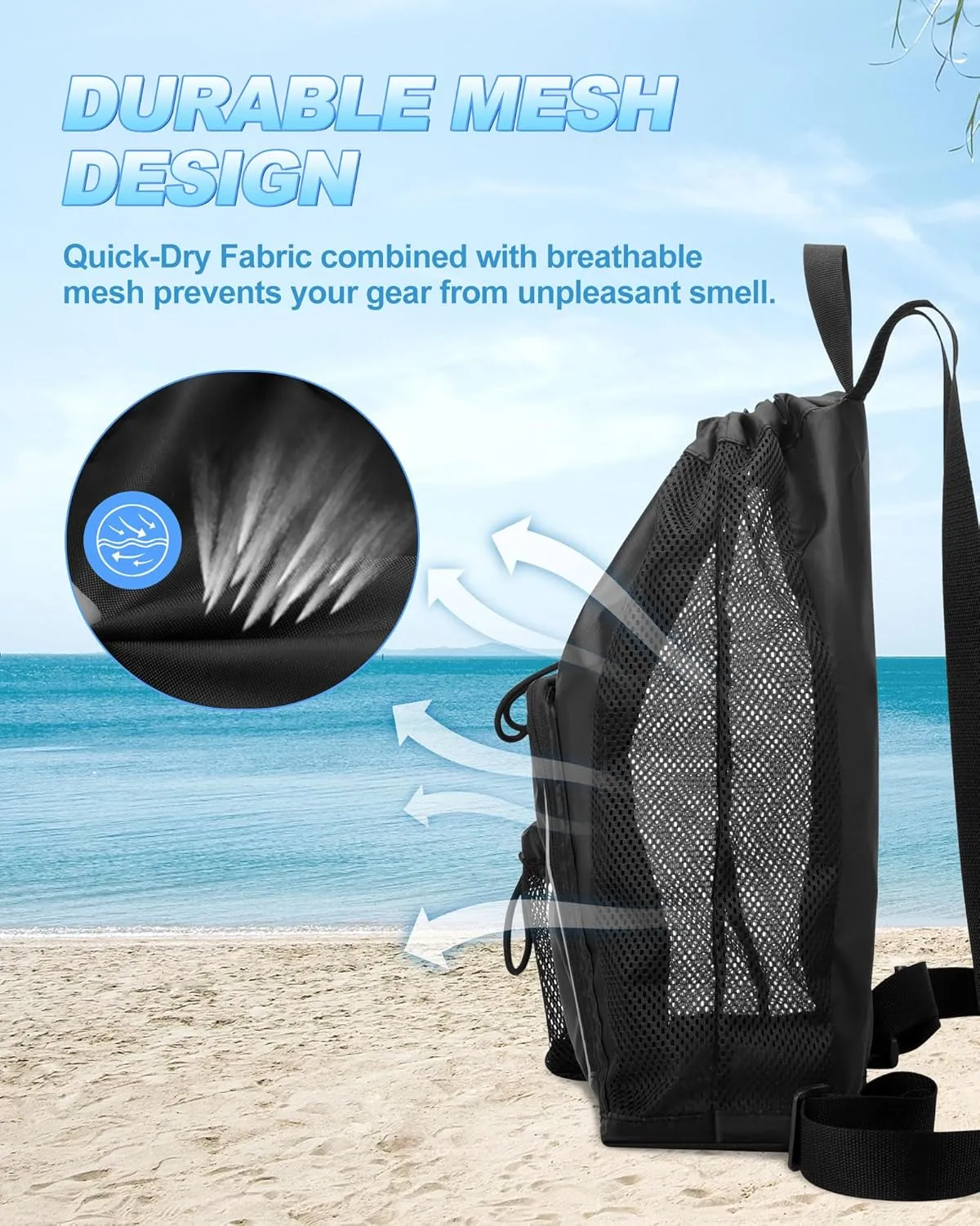 Hoedia Mesh Swim Bag Drawstring Backpack Beach Backpack for Swimming, Pool, Gym, and Workout Gear