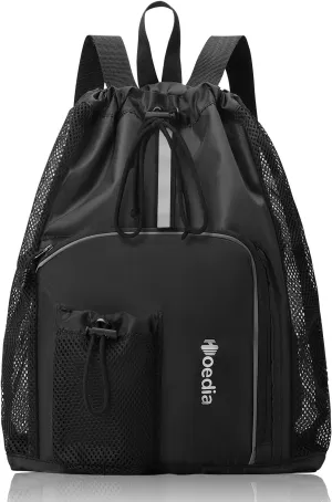 Hoedia Mesh Swim Bag Drawstring Backpack Beach Backpack for Swimming, Pool, Gym, and Workout Gear