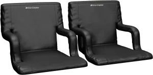 Home-complete Stadium Seat 2-Pack - Bleacher Cushion Set with Padded Back Support, Armrests, 6 Reclining Positions, and Portable Carry Straps