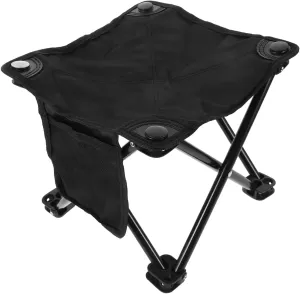 HOMSFOU Outdoor Folding Stool Portable Camping Chair Side Pocket Lightweight and Compact for Fishing Gardening Travel and Sports Events Design for and Storage