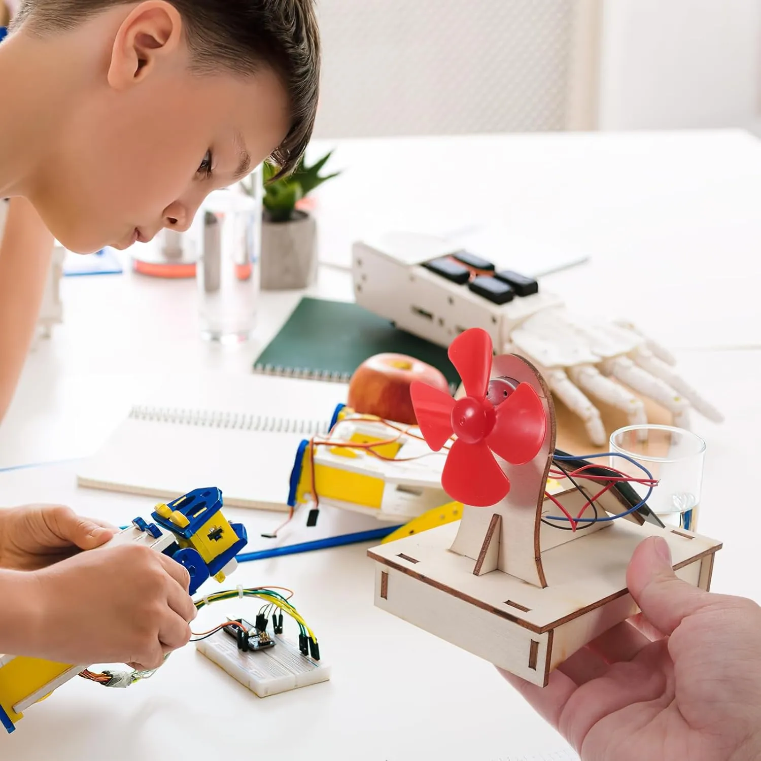 House Fan 3 Sets Fan for Home Fan Wooden Wood Solar Model Solar Educational Science Building Assemble Solar Power Kit Science Experiment Projects Stem Electric Motor Kit