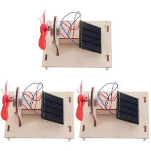 House Fan 3 Sets Fan for Home Fan Wooden Wood Solar Model Solar Educational Science Building Assemble Solar Power Kit Science Experiment Projects Stem Electric Motor Kit