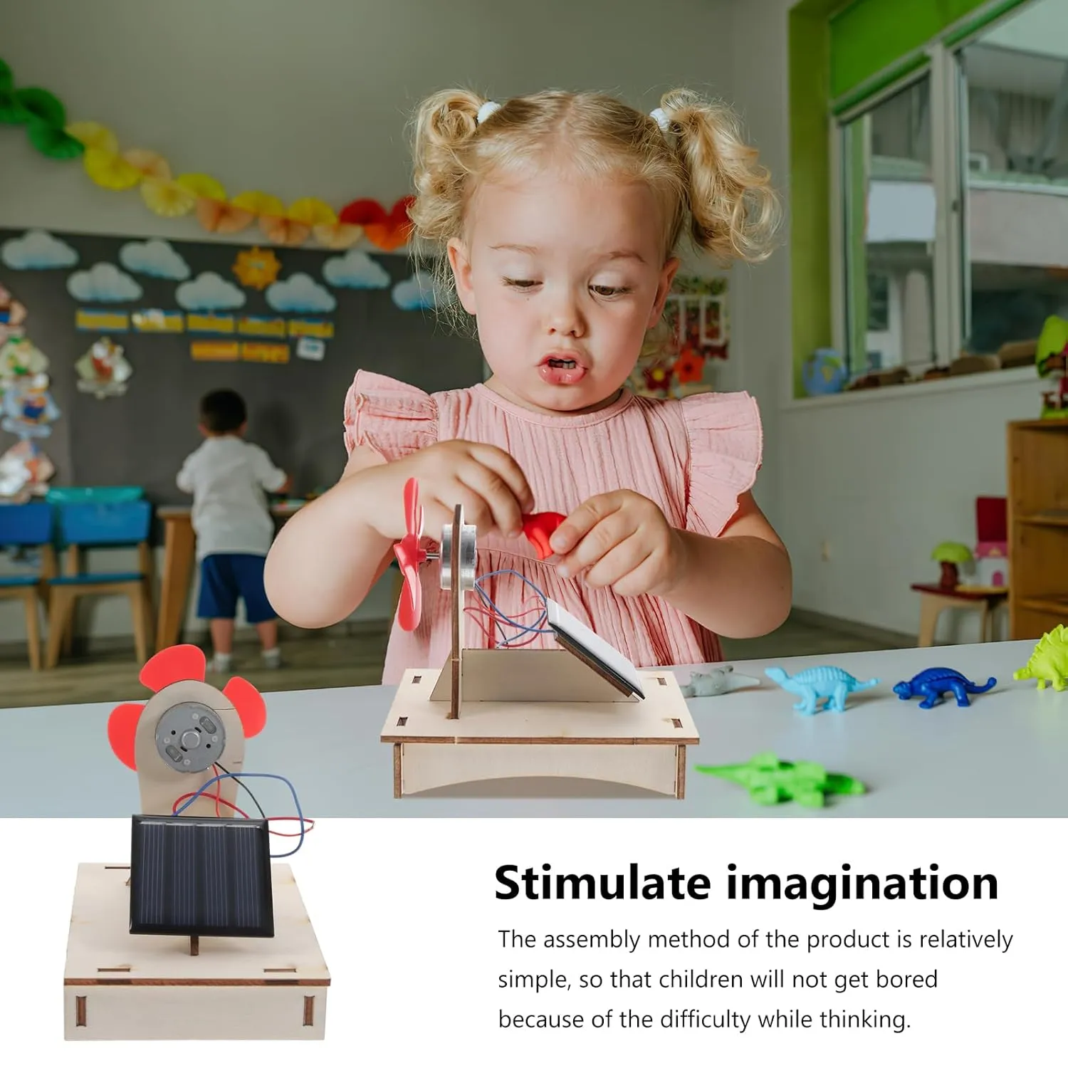 House Fan 3 Sets Fan for Home Fan Wooden Wood Solar Model Solar Educational Science Building Assemble Solar Power Kit Science Experiment Projects Stem Electric Motor Kit