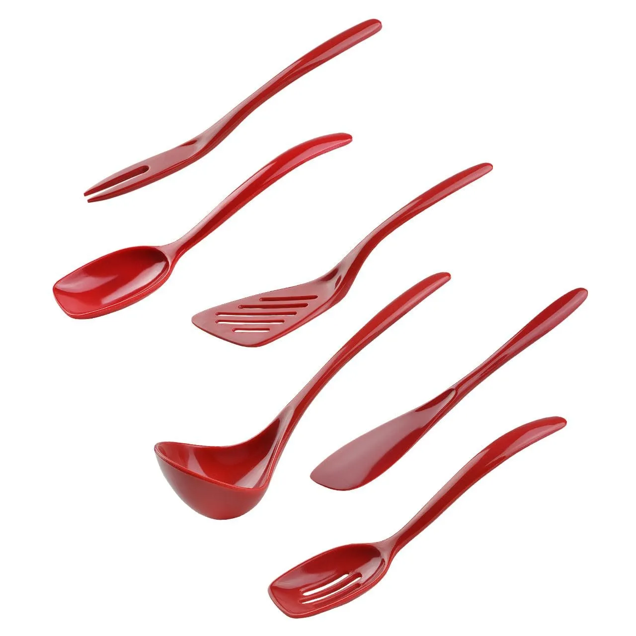 Hutzler 7-Piece Mini Melamine Cooking Utensils and Storage Crock Set, Includes 7.5 Inch Long Fork, Slotted Spoon, Solid Spoon, Ladle, Spreader and Slotted Turner (Turquoise)