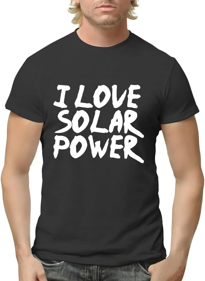 I Love Solar Power - Funny Men's Adult Short Sleeve T-Shirt CP05 Black