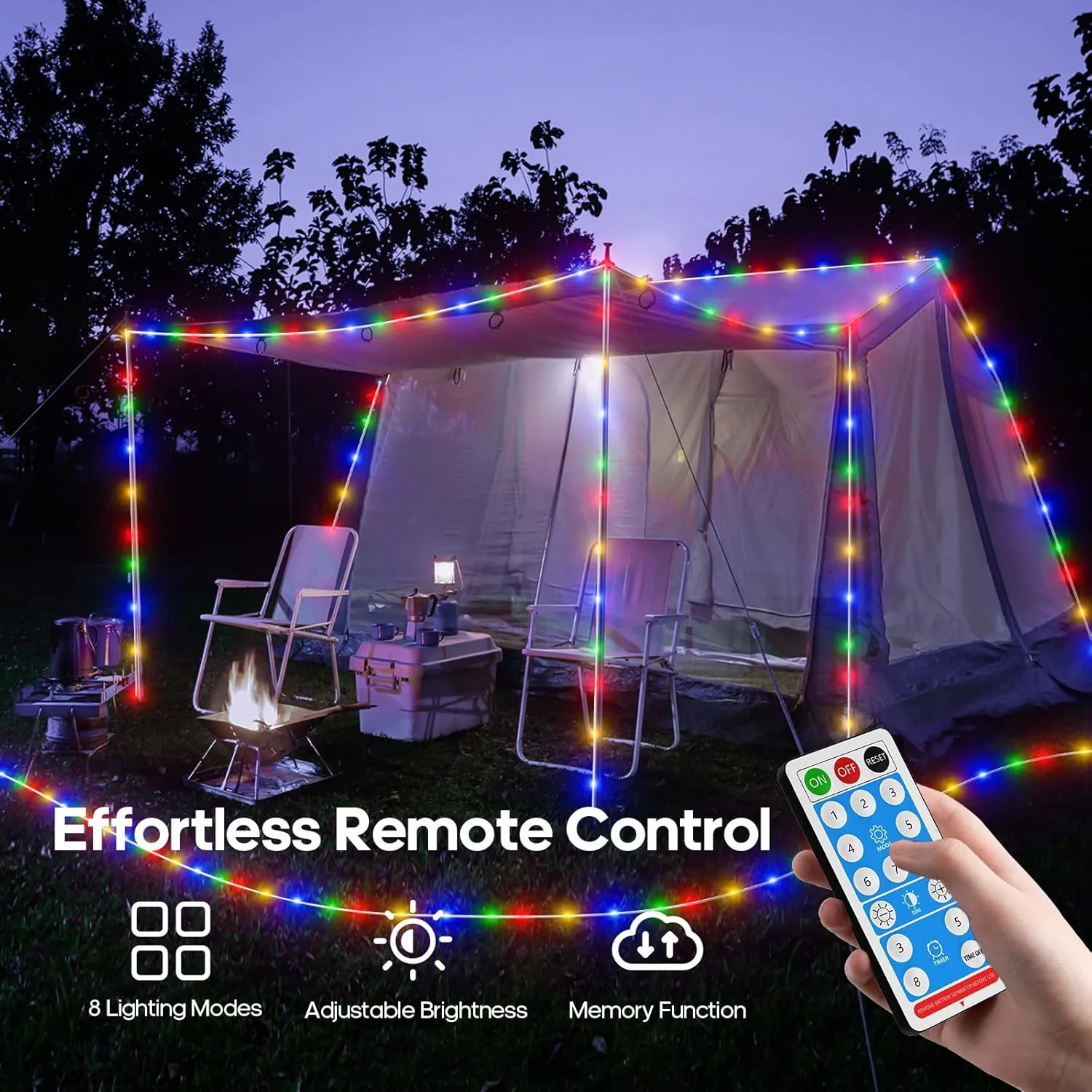 ICRGB Trampoline Lights, 66FT 200LED Solar Rope Lights Outdoor, IP67 Waterproof, 1200mah Solar Power Outdoor Light, 8 Modes & Timer Function, Decorative for Trampoline Camping Tent Patio Porch Garden