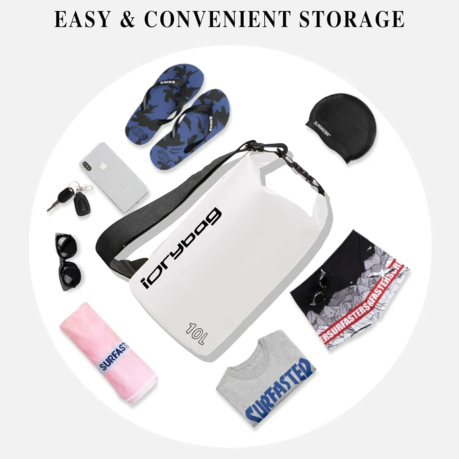 IDRYBAG Dry Bags for Kayaking Waterproof 2L/5L/10L/15L/20L, Small Dry Bag Waterproof Floating, Dry Sack Waterproof Bag for Paddleboarding Travel