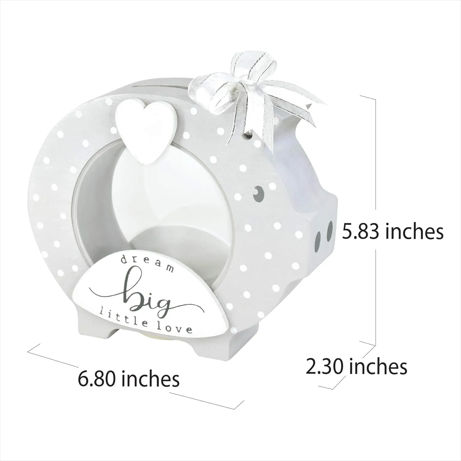 I’m Solid Wood Piggy Bank Coin Bank Savings Money Bank, Adorable Gifts for Baby Birthday Boys Girls Kids Child to Cherish Baby Shower, Keepsakes & Nursery Décor (Polka Dot Grey)