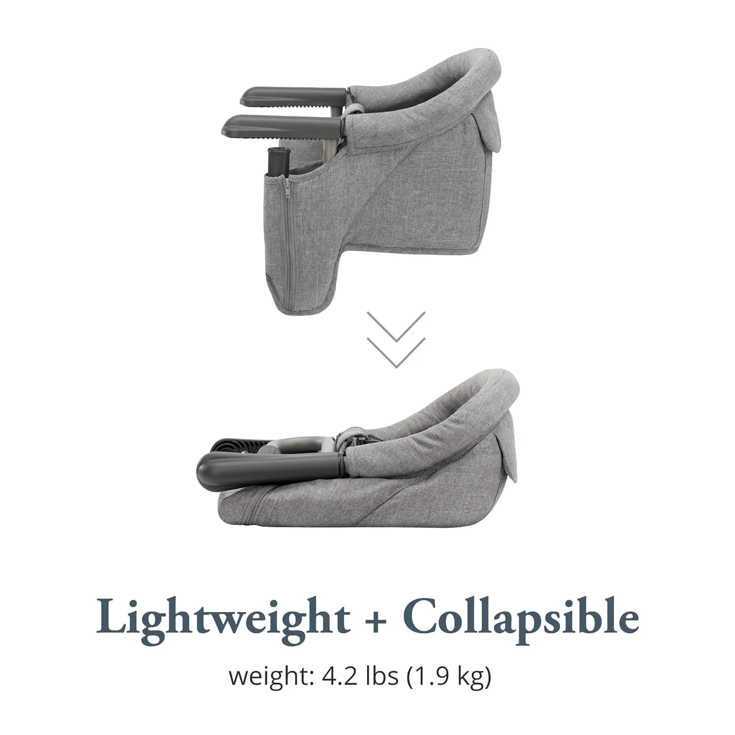 Inglesina Fast Table Chair - Stone Gray Melange   Fast Dining Tray - Portable Baby High Chair - for Babies & Toddlers up to 37 lbs - Fits Tables 0.8'' to 3.5'' Thick - Compact - Travel Bag Included