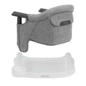 Inglesina Fast Table Chair - Stone Gray Melange   Fast Dining Tray - Portable Baby High Chair - for Babies & Toddlers up to 37 lbs - Fits Tables 0.8'' to 3.5'' Thick - Compact - Travel Bag Included