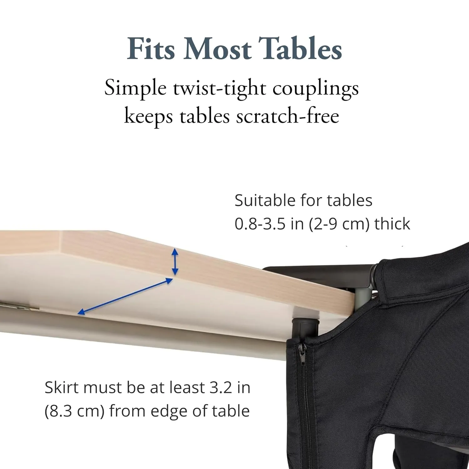 Inglesina Fast Table Chair - Stone Gray Melange   Fast Dining Tray - Portable Baby High Chair - for Babies & Toddlers up to 37 lbs - Fits Tables 0.8'' to 3.5'' Thick - Compact - Travel Bag Included
