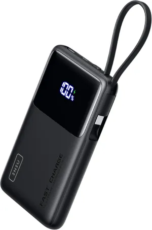 INIU 45W Power Bank, Slimmest 10000mAh Portable Charger with Build in USB-C Cable, Fast Charging USB C in&Out Battery Pack, Travel External Phone Charger for iPhone 16 15 Samsung S24 S23 Google etc