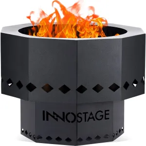 INNO STAGE Patented Smokeless Fire Pit, 13 Inch Low Smoke Camping Stove Outdoor Wood Pellet Burning Spark Portable Carrying Bag, Firepit Grill Bowl of Fireplace Picnic Camping Cooking on Beach - S