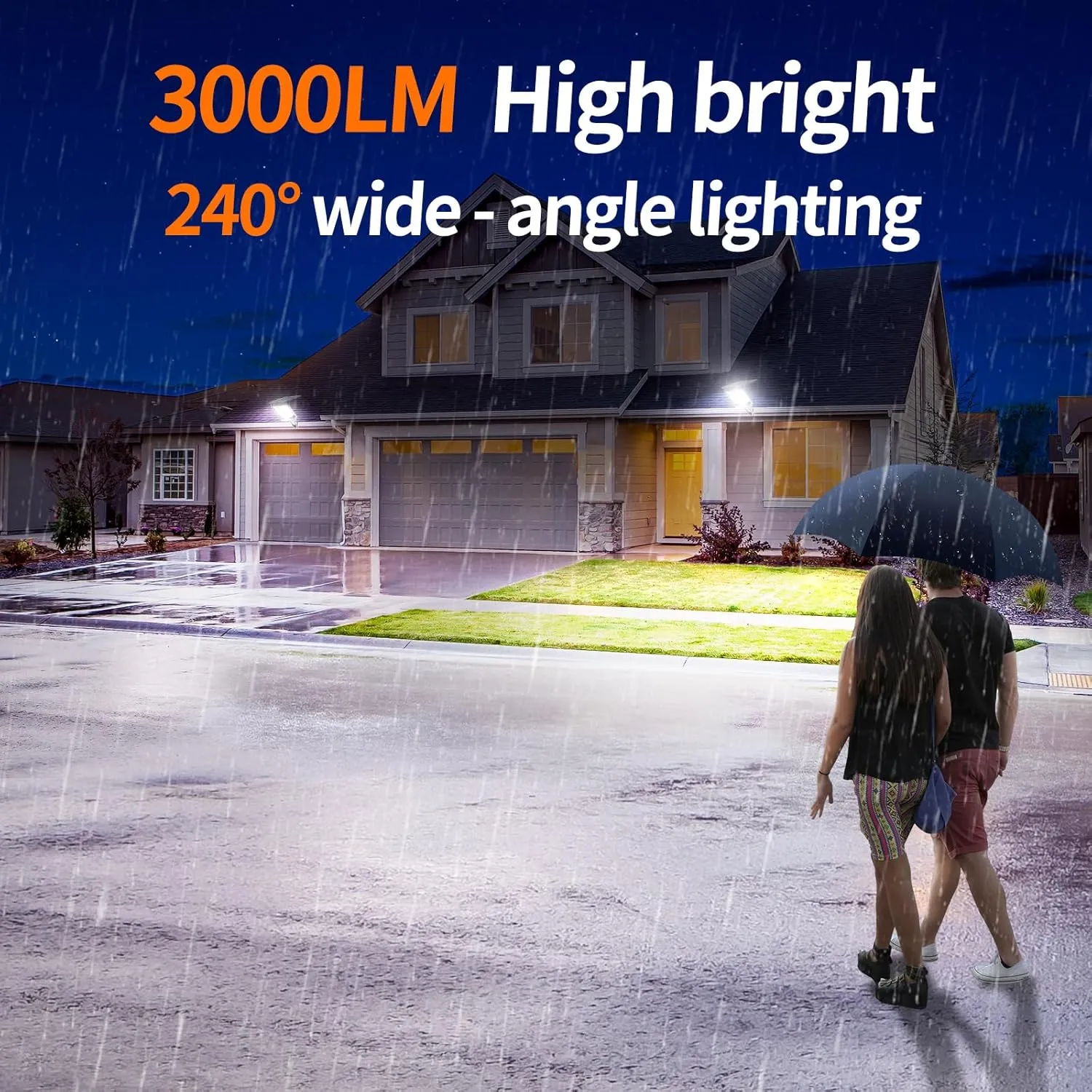 intelamp Solar Street Lights Outdoor Waterproof 3000LM 12500mAh Dual Motion Sensor Dusk to Dawn Security Floodlight Lamp Outside, LED Flood Lighting Exterior with Remote for Parking Lots Patio Yard