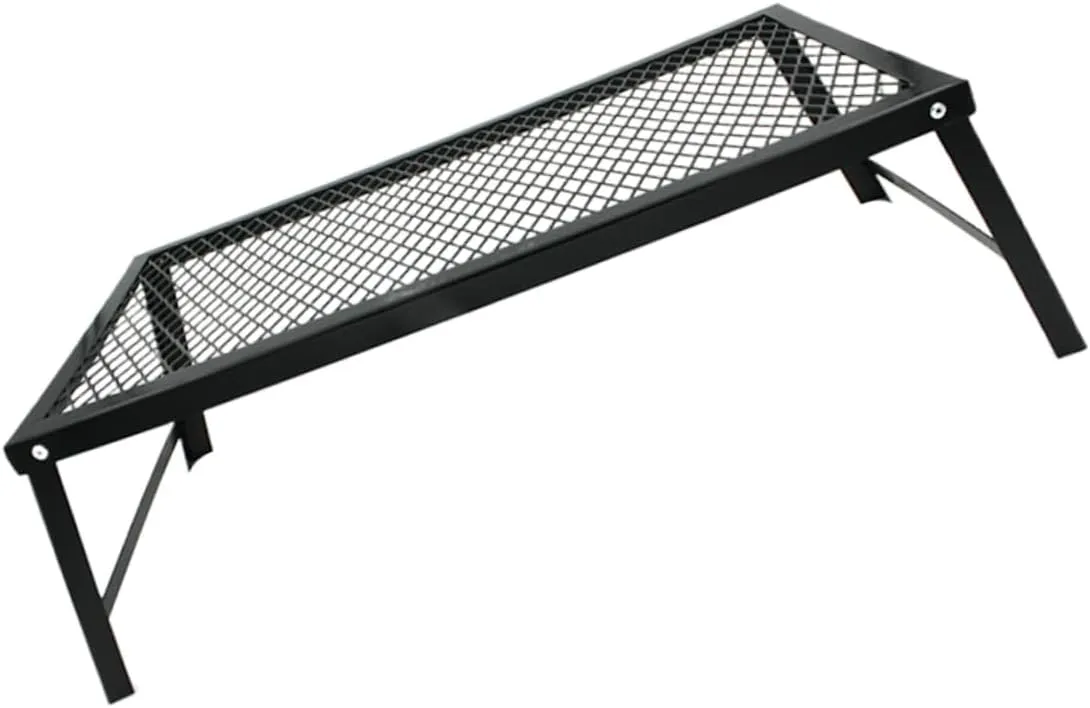 Iron Portable Folding Camping Table with Mesh Rust Picnic Desk for Outdoor Bbqs and Activities Lightweight and Easy to Clean for Beach Backyard and Picnics