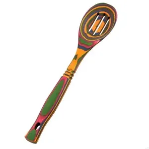 Island Bamboo 12" Pakka Wood Slotted Spoon Rainbow