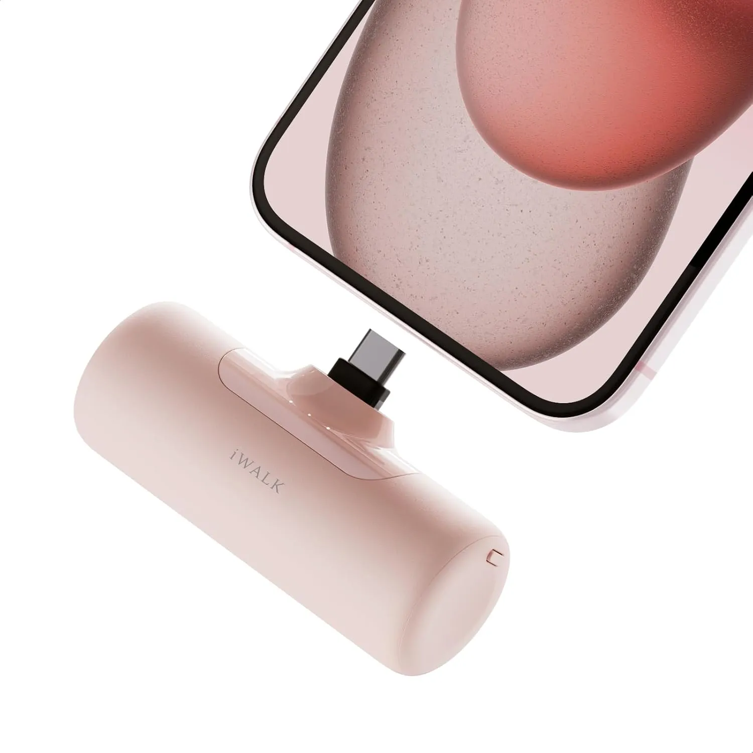 iWALK 4,500mAh Portable Charger for iPhone 15/16, Power Bank with Build-in USB C Connector, Battery Pack Phone Charger for iPhone Series, Samsung S22/23/24 Series and Android, Pink