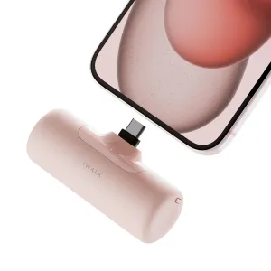 iWALK 4,500mAh Portable Charger for iPhone 15/16, Power Bank with Build-in USB C Connector, Battery Pack Phone Charger for iPhone Series, Samsung S22/23/24 Series and Android, Pink