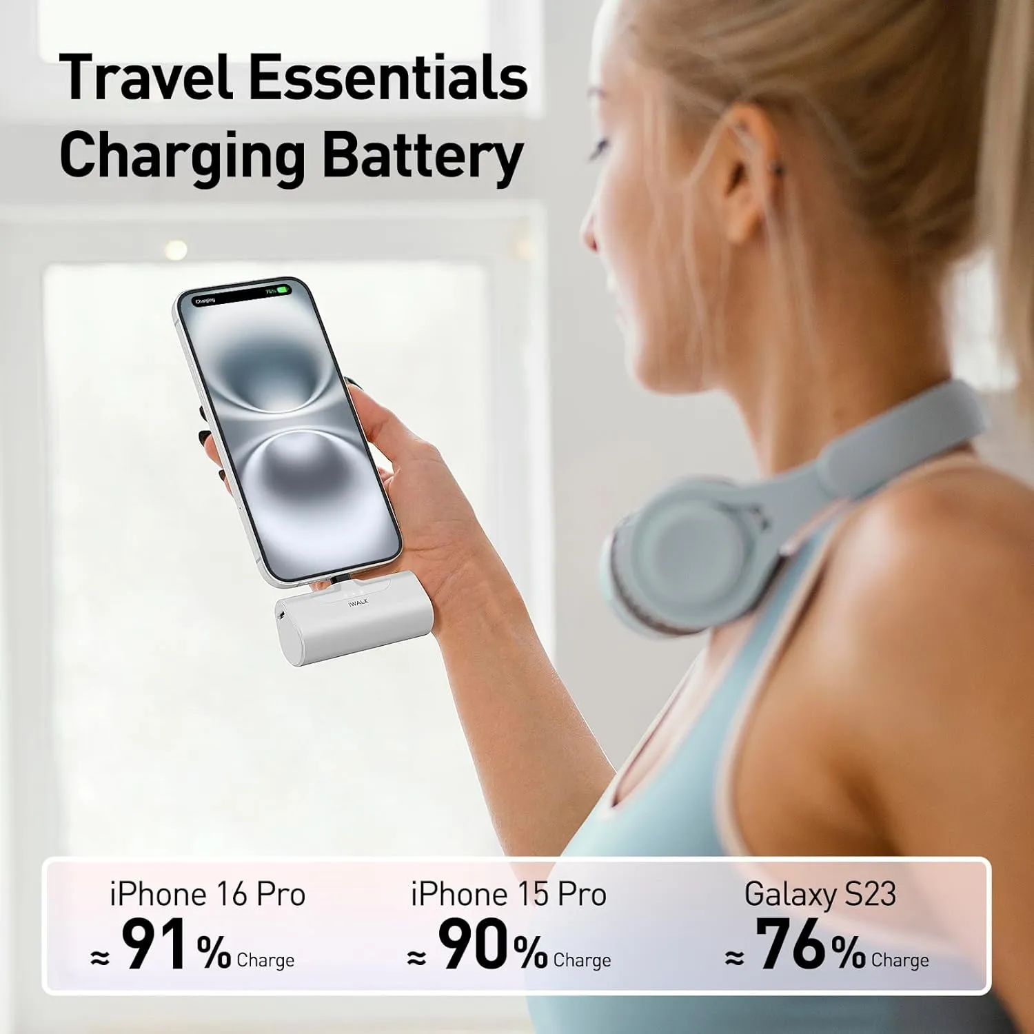 iWALK Portable Charger for iPhone 16/15 USB-C Small Power Bank 20W 4,500mAh Fast Charging Battery Pack Compatible with iPhone 15/16/16 Plus/16 Pro/16 Pro Max, Samsung Galaxy S25/S24/S23 Android