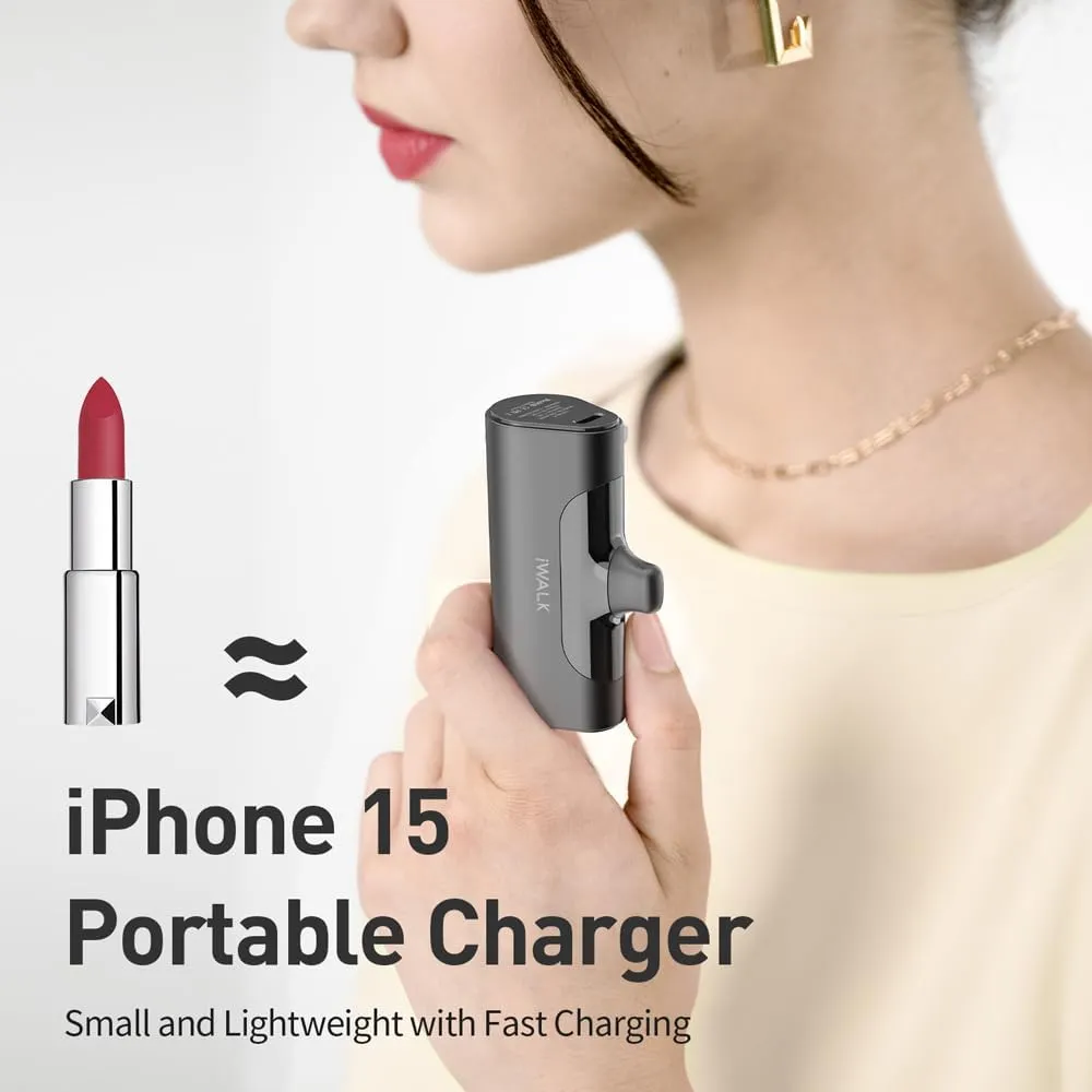 iWALK Portable Charger for iPhone 16/15 USB-C Small Power Bank 20W 4,500mAh Fast Charging Battery Pack Compatible with iPhone 15/16/16 Plus/16 Pro/16 Pro Max, Samsung Galaxy S25/S24/S23 Android