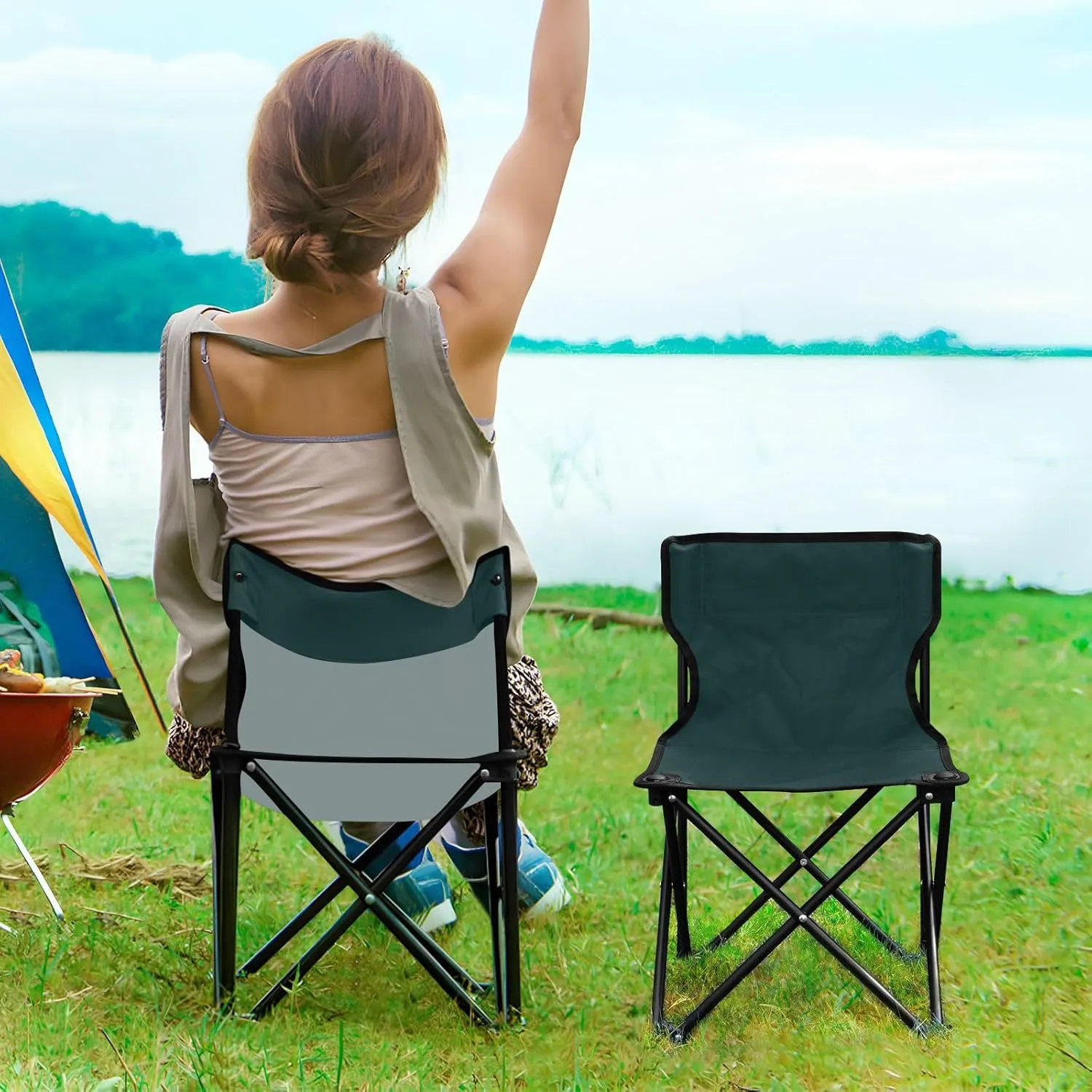 J JOYSAY Emerald Green Portable Camping Chair Lightweight Outdoor Folding Chair for Adults Beach Chair for Outside Camping Beach Sports Travel Hiking