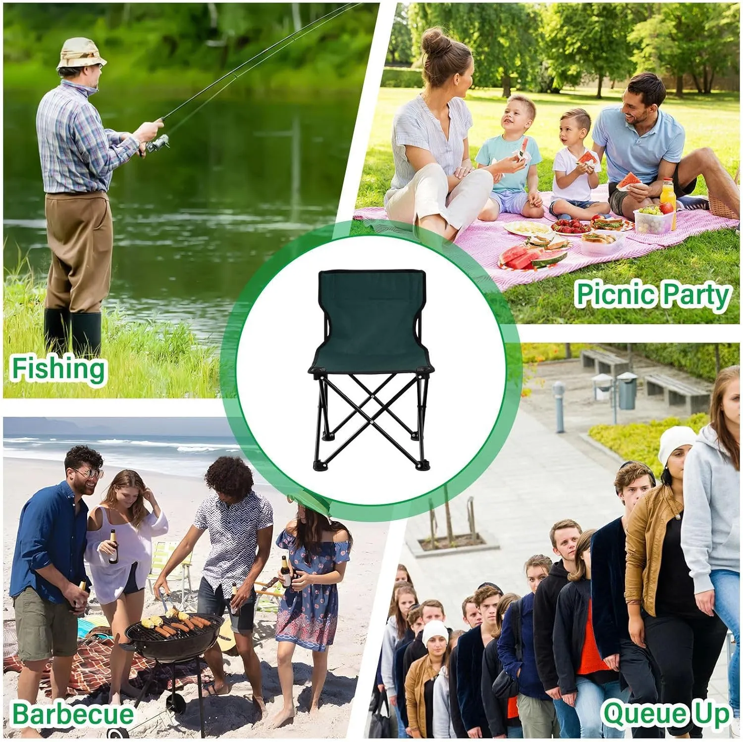 J JOYSAY Emerald Green Portable Camping Chair Lightweight Outdoor Folding Chair for Adults Beach Chair for Outside Camping Beach Sports Travel Hiking