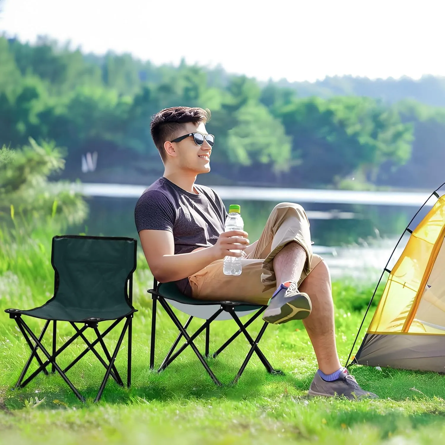 J JOYSAY Emerald Green Portable Camping Chair Lightweight Outdoor Folding Chair for Adults Beach Chair for Outside Camping Beach Sports Travel Hiking