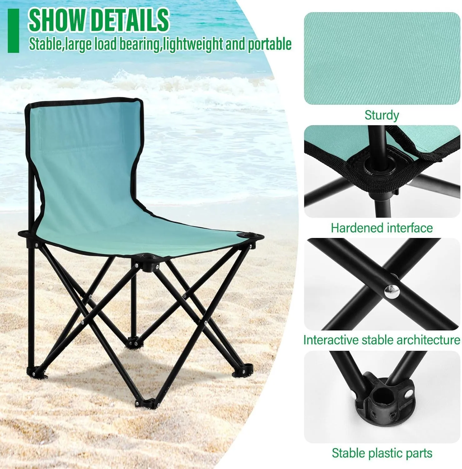 J JOYSAY Morning Salad Gradient Portable Camping Chair Lightweight Outdoor Folding Chair for Adults Beach Chair for Outside Camping Beach Travel Sports Hiking