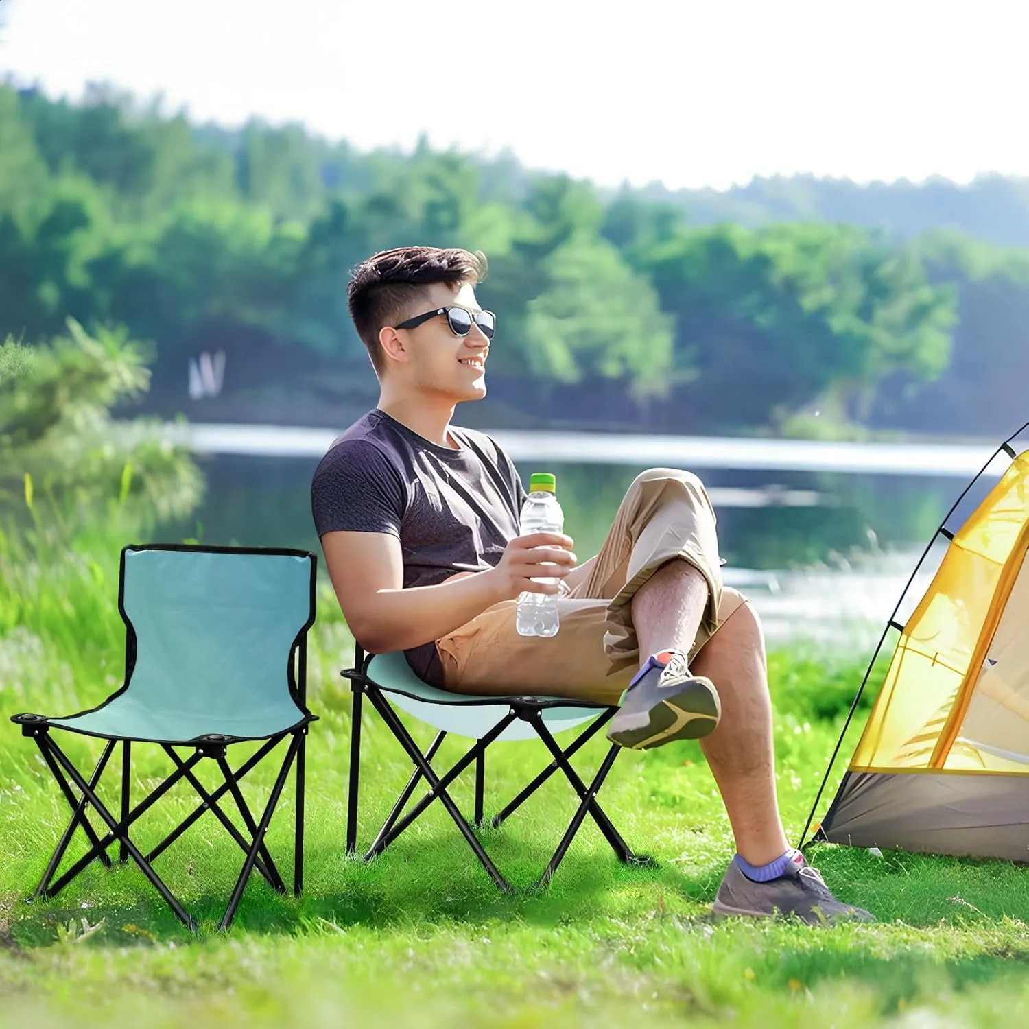 J JOYSAY Morning Salad Gradient Portable Camping Chair Lightweight Outdoor Folding Chair for Adults Beach Chair for Outside Camping Beach Travel Sports Hiking