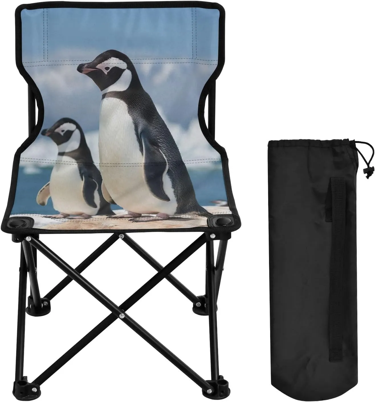 J JOYSAY Penguins on The Rock Portable Camping Chair Lightweight Outdoor Folding Chair for Adults Beach Chair for Outside Camping Hiking Travel Sports Beach