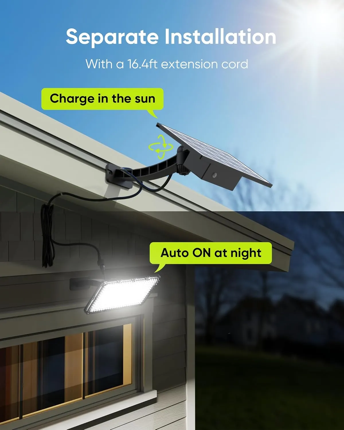 JACKYLED 1000 Lumens 299 LED Solar Lights Outdoor Bright Solar Dusk to Dawn Light with 4000mAh Battery, IP65 Waterproof Outdoor Solar Powered Security Flood Light for Wall Porch Shed Barn
