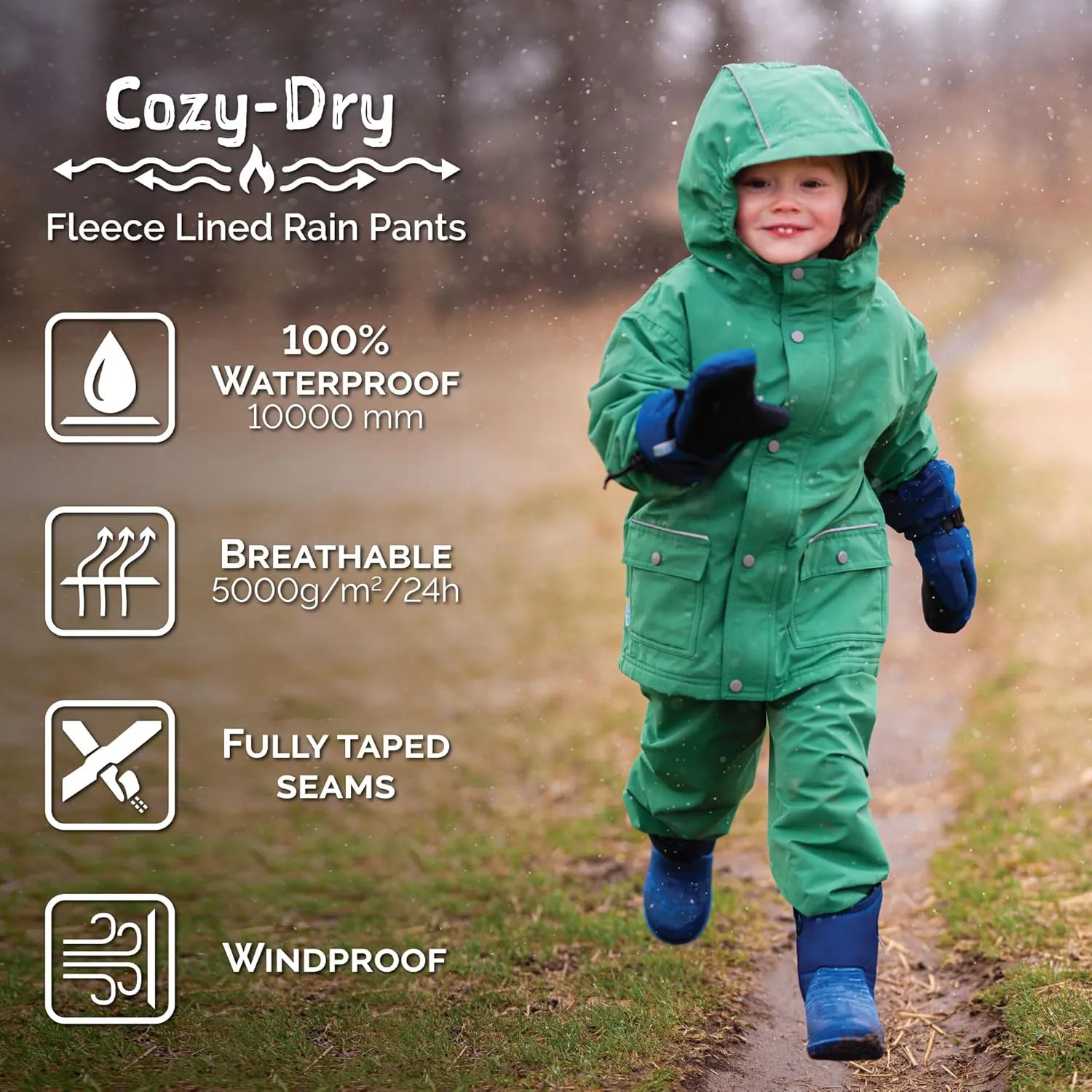 JAN & JUL Kids Toddlers Boys Girls Cozy Dry Water-Proof Rain Snow Pants