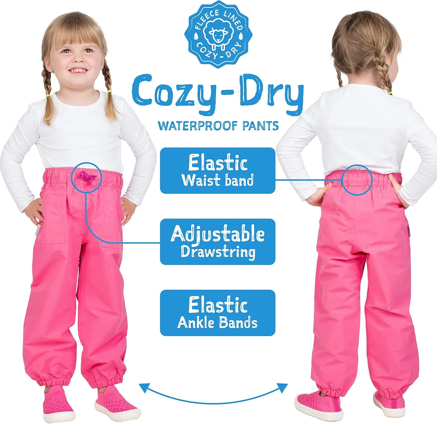 JAN & JUL Kids Toddlers Boys Girls Cozy Dry Water-Proof Rain Snow Pants