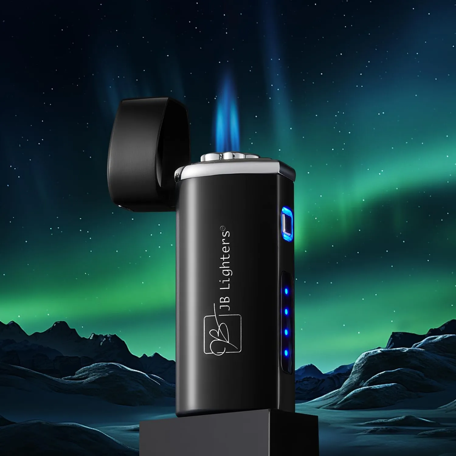 JB Lighter Yellow Satin 3-Flame Butane Torch Lighter- Wind Resistant Adjustable Jet Flame Lighters - Refillable Gas One Touch Lighter - Electric Firing Backlit Butane Window
