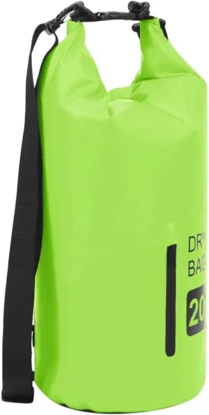 JCSD Dry Bag with Zipper, 5.3 Gallon Capacity, Lightweight and Durable PVC, Green and Black