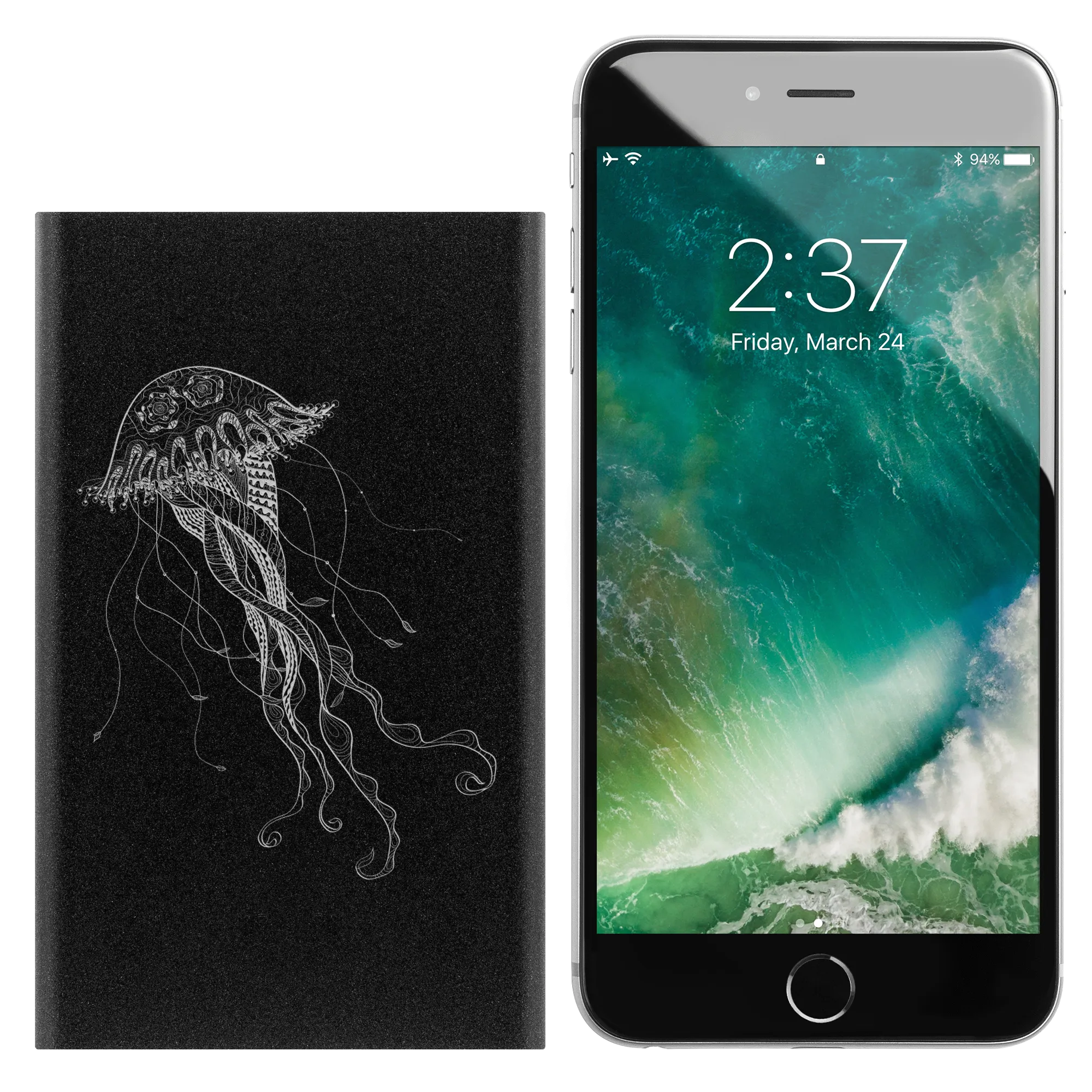 Jellyfish Floating In The Ocean Power Bank