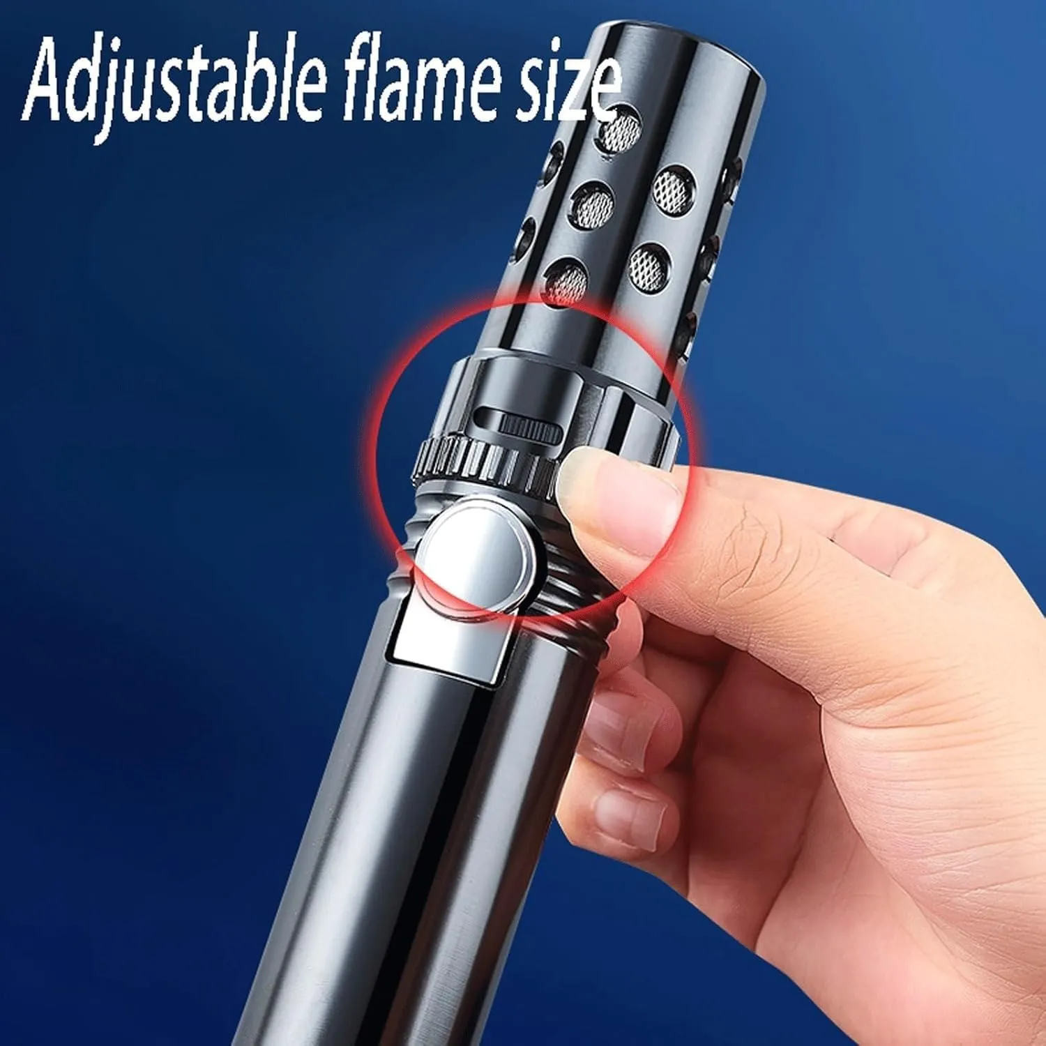 Jet Flame Torch Lighter, Portable Refillable Butane Kitchen Cooking Metal Lighter Adjustable Flame Solar Beam Windproof Lighters with Safety Lock,Fireblaze Lighter，for Candle Camping,Men's Gift(Red)