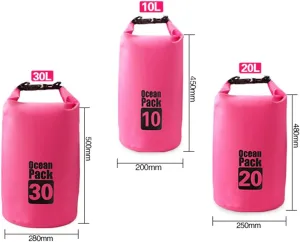 JIAN YA NA Waterproof Dry Bags Roll Top Dry Compression Sack Keeps Gear Dry Bags with Adjustable Strap for Outdoor Kayaking, Beach, Rafting, Boating,Bonus Waterproof Phone Case (Pink, 30L)