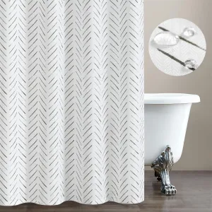 jinchan Black and White Shower Curtain Inky Herringbone Chevron Zig Zag Waterproof Fabric Modern Farmhouse Shower Curtains for Bathroom with 12 Hooks 70x72 Inches