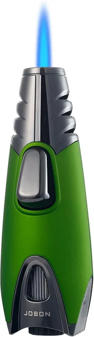 JOBON Pocket Torch Lighter, Gift Idea (Butane Free), Professional Reusable Single Jet Flame Gas Lighter, Kitchen BBQ Camping Candle (Green)