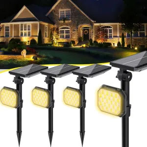 JSOT Solar Outdoor Lights - 4 Pack Solar Spot Lights Spotlights for Outside Landscape Lighting for Garden Tree Yard Pathway (Warm Light)