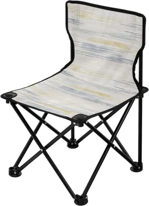 JUNZAN Foldable Grey French Stripe Ultralight Camping Chair Ultra Lightweight Beach Chair Backpack Carry Bag Included Ice Fishing Chair for Camp Sports