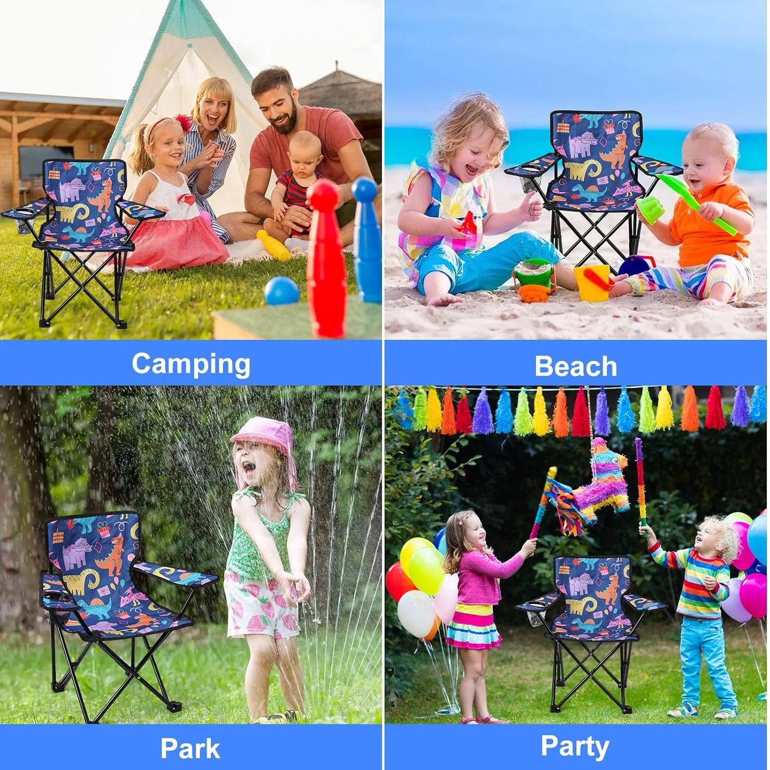 KABOER Kids Outdoor Folding Lawn and Camping Chair with Cup Holder and Carrying Bag, Children's Camping Chairs