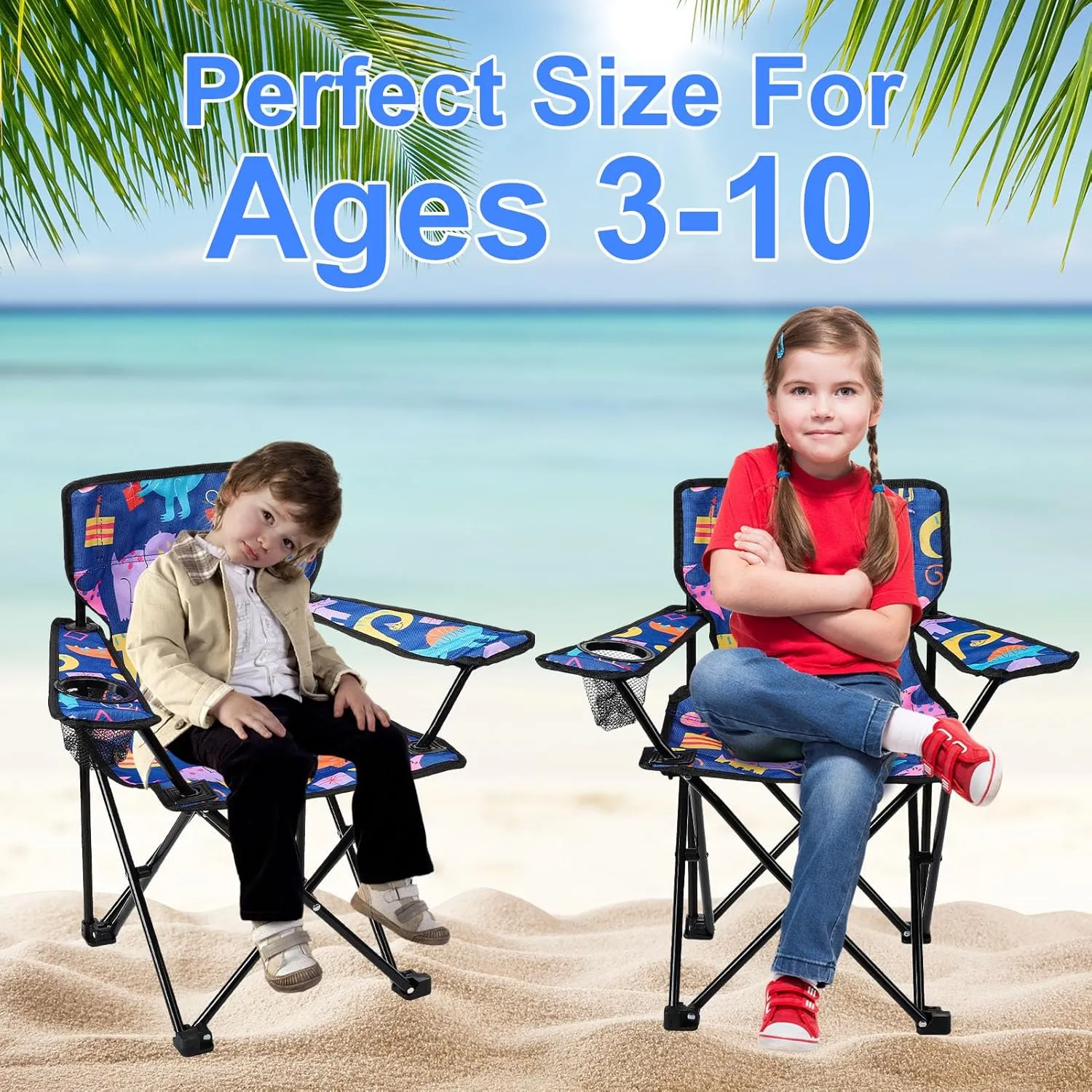 KABOER Kids Outdoor Folding Lawn and Camping Chair with Cup Holder and Carrying Bag, Children's Camping Chairs