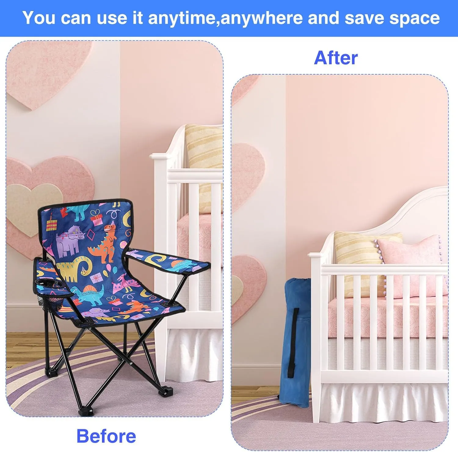 KABOER Kids Outdoor Folding Lawn and Camping Chair with Cup Holder and Carrying Bag, Children's Camping Chairs