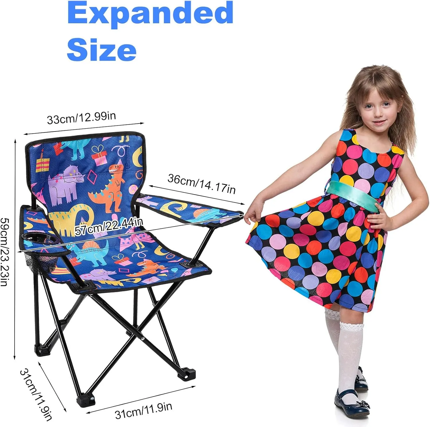 KABOER Kids Outdoor Folding Lawn and Camping Chair with Cup Holder and Carrying Bag, Children's Camping Chairs