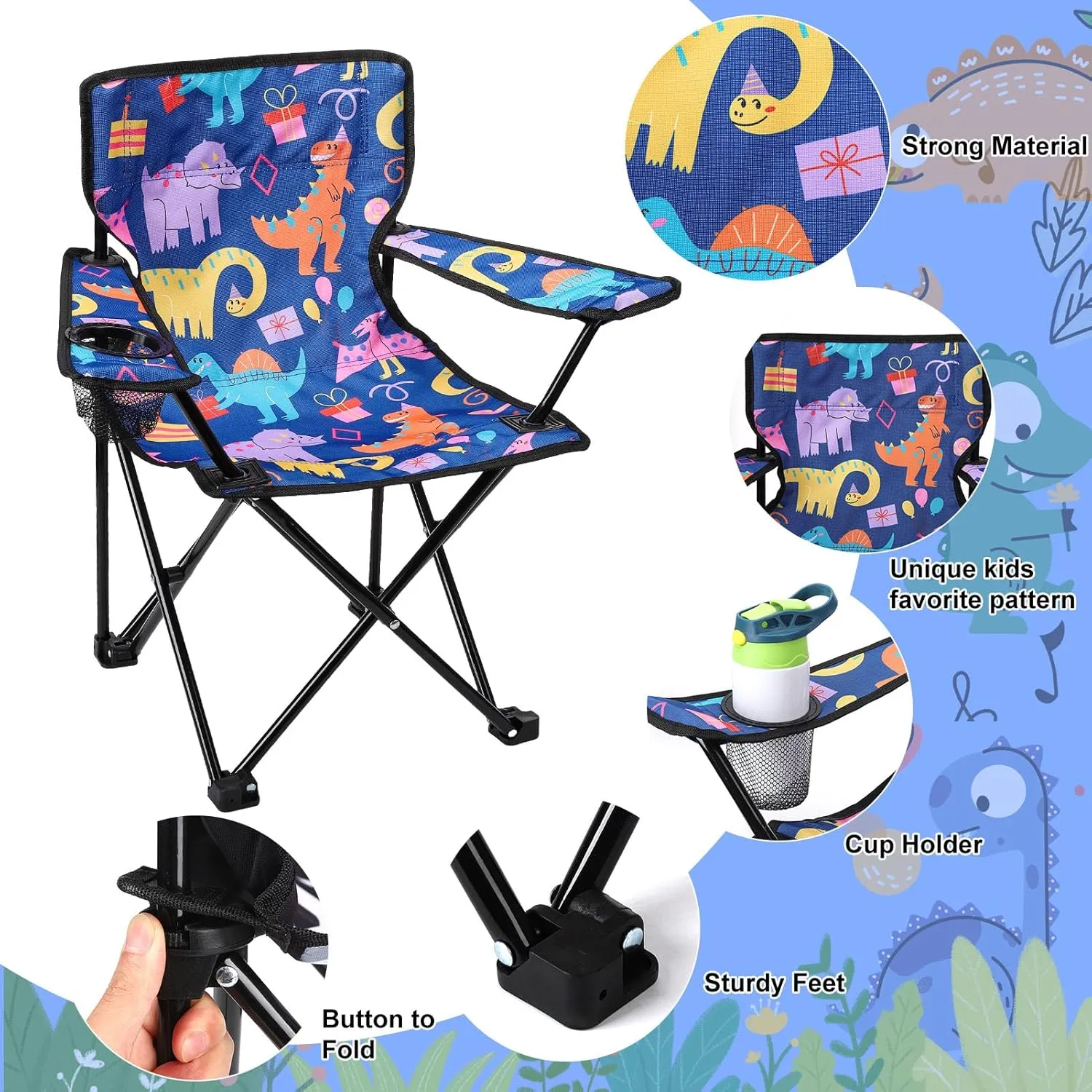 KABOER Kids Outdoor Folding Lawn and Camping Chair with Cup Holder and Carrying Bag, Children's Camping Chairs